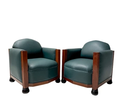 Two Art Deco Amsterdamse School Lounge Chairs by Fa. Drilling Amsterdam, 1920s